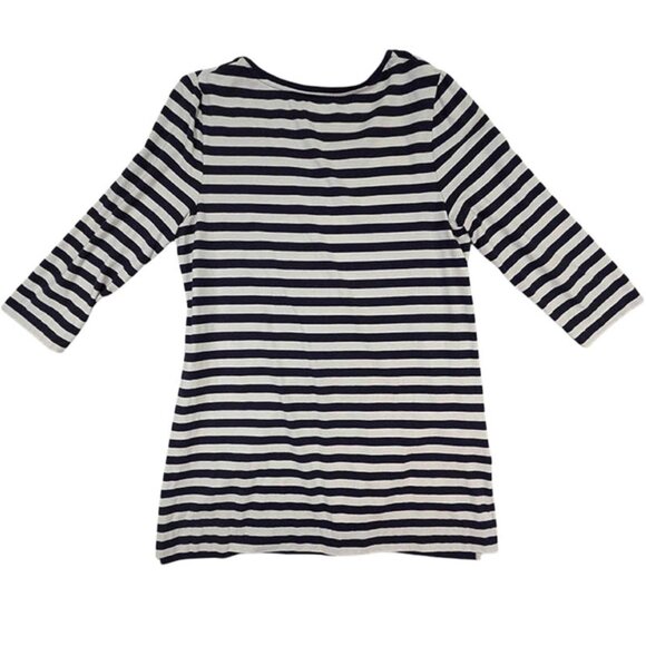 Chico's Ultimate Tee Tunic Womens M Navy Breton Stripe Nautical French Chic - Picture 2 of 10